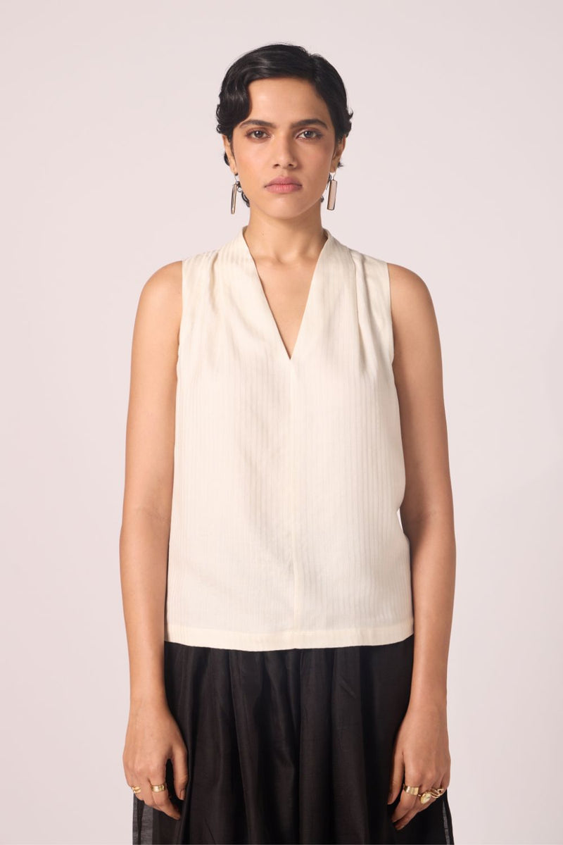 Lumas Off White Silk Top silk by The Summer House for women Worldwide