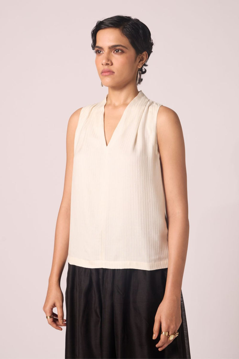 Lumas Off White Silk Top silk by The Summer House for women Worldwide