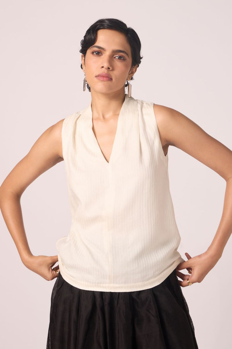 Lumas Off White Silk Top silk by The Summer House for women Worldwide