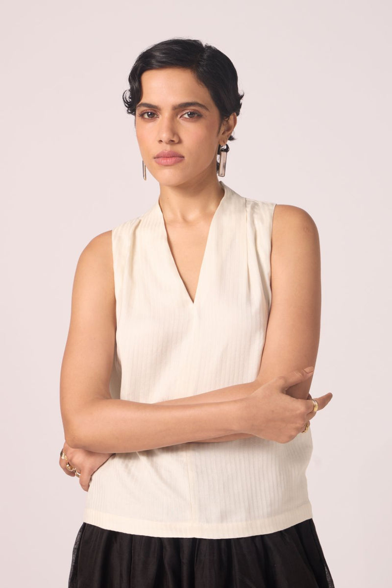 Lumas Off White Silk Top silk by The Summer House for women Worldwide