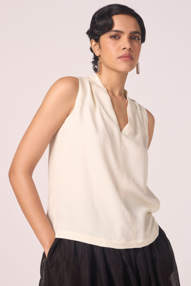 Lumas Off White Silk Top silk by The Summer House for women Worldwide