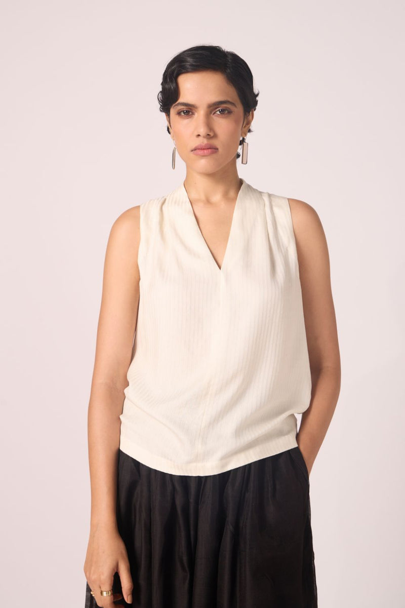 Lumas Off White Silk Top silk by The Summer House for women Worldwide