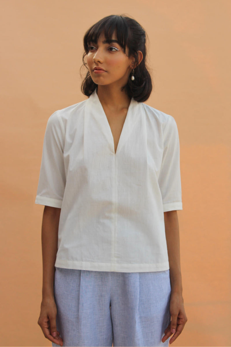Lumas With Sleeves Top cotton by The Summer House in white color for women Worldwide