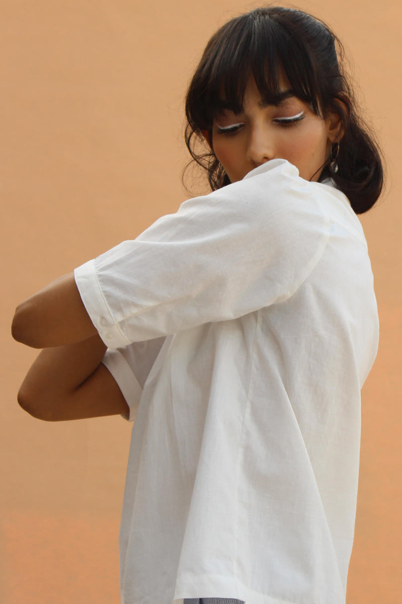 Lumas With Sleeves Top cotton by The Summer House in white color for women Worldwide