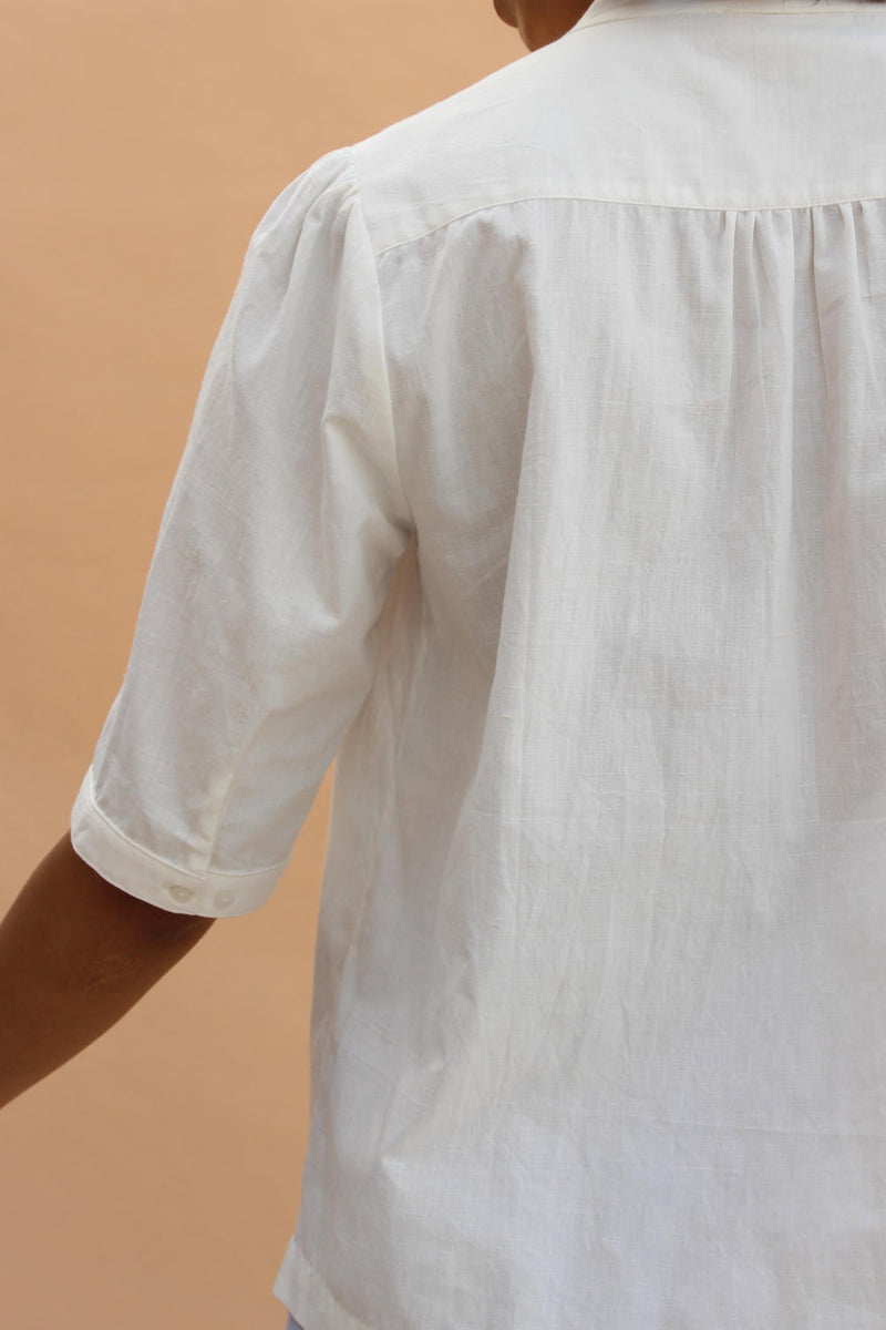 Lumas With Sleeves Top cotton by The Summer House in white color for women Worldwide
