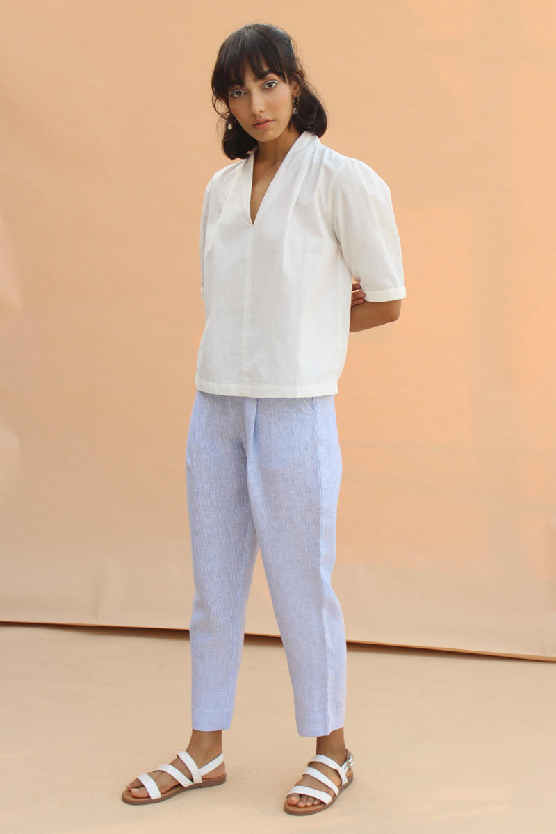Lumas With Sleeves Top cotton by The Summer House in white color for women Worldwide