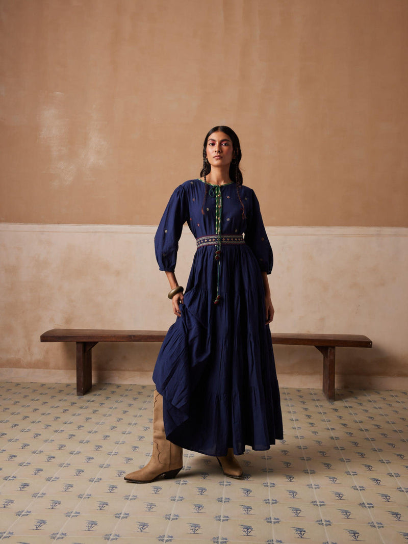 Luna Dress-Indigo cotton by CORD for women Worldwide