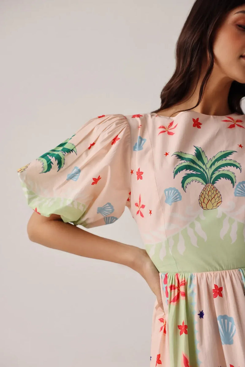 Lyla Midi - Ananas poplin by NOIB for women Worldwide
