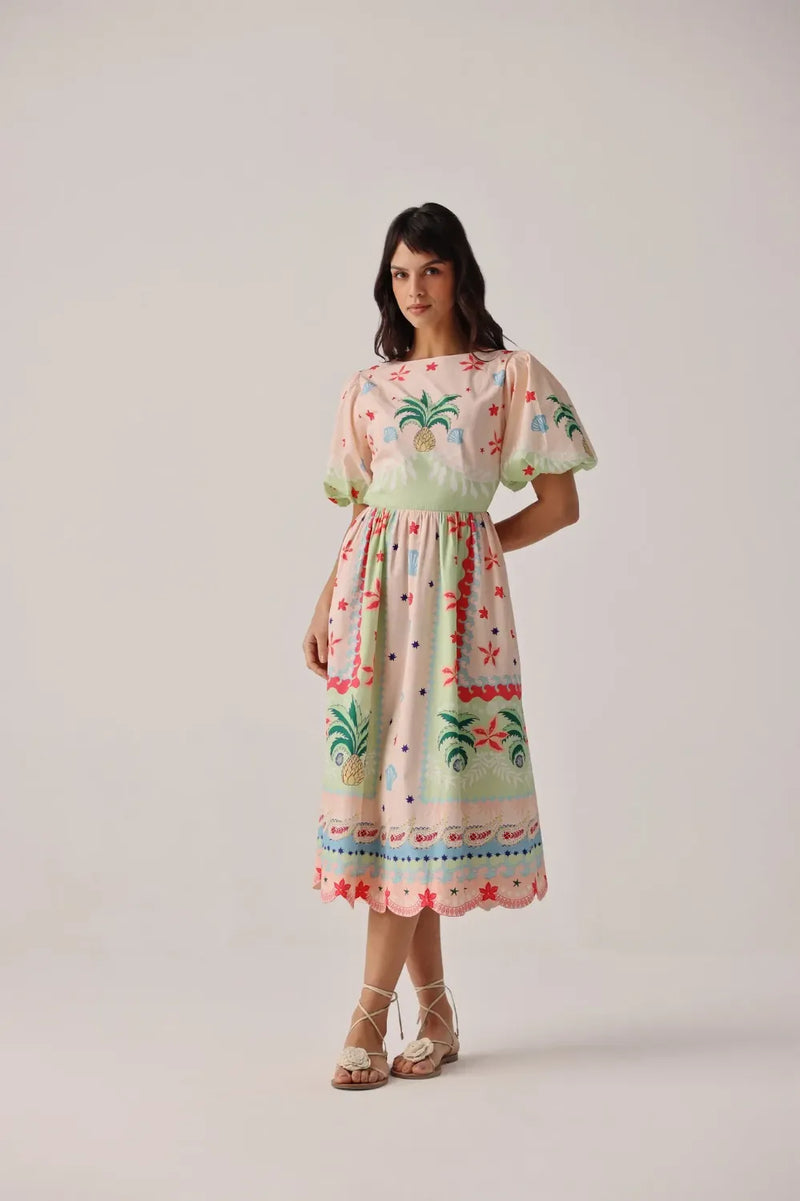 Lyla Midi - Ananas poplin by NOIB for women Worldwide