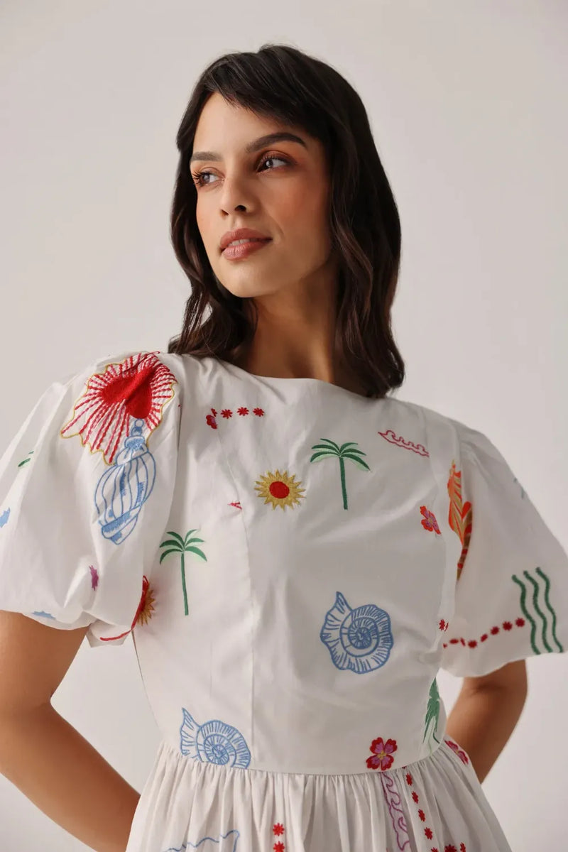 Lyla Midi - Ecru poplin by NOIB for women Worldwide