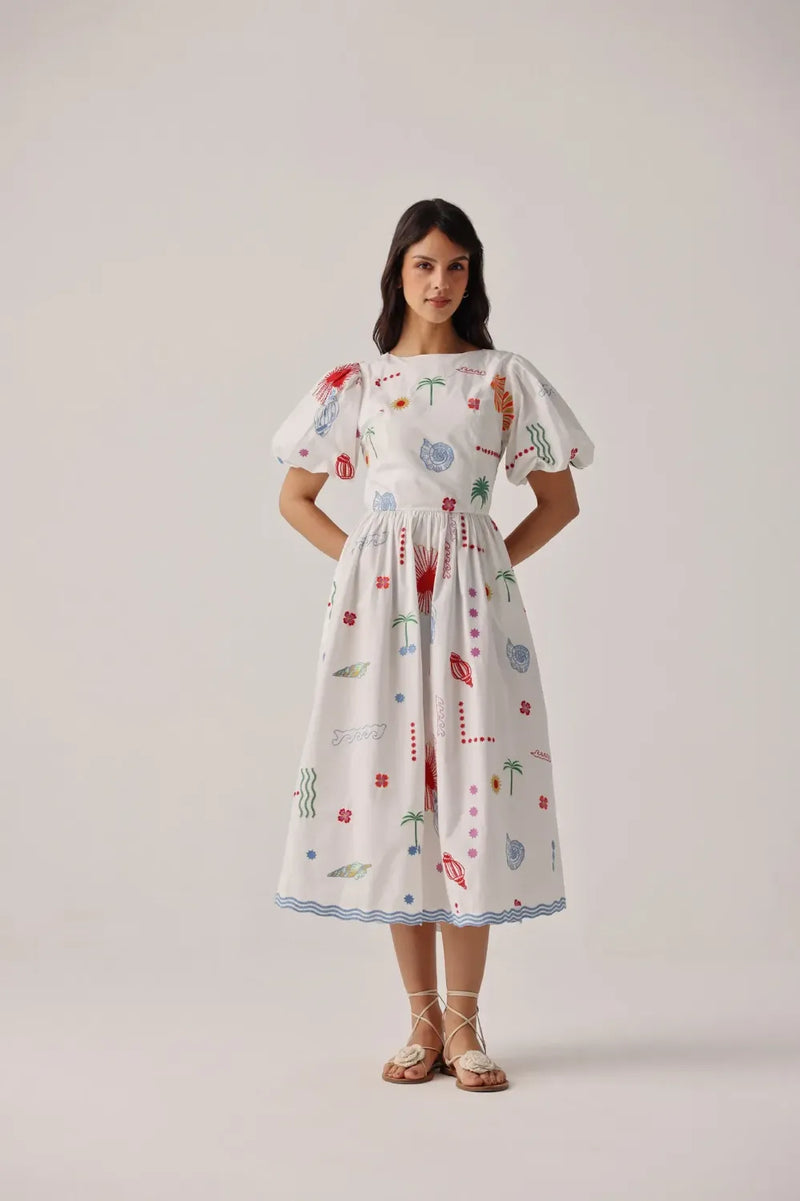Lyla Midi - Ecru poplin by NOIB for women Worldwide