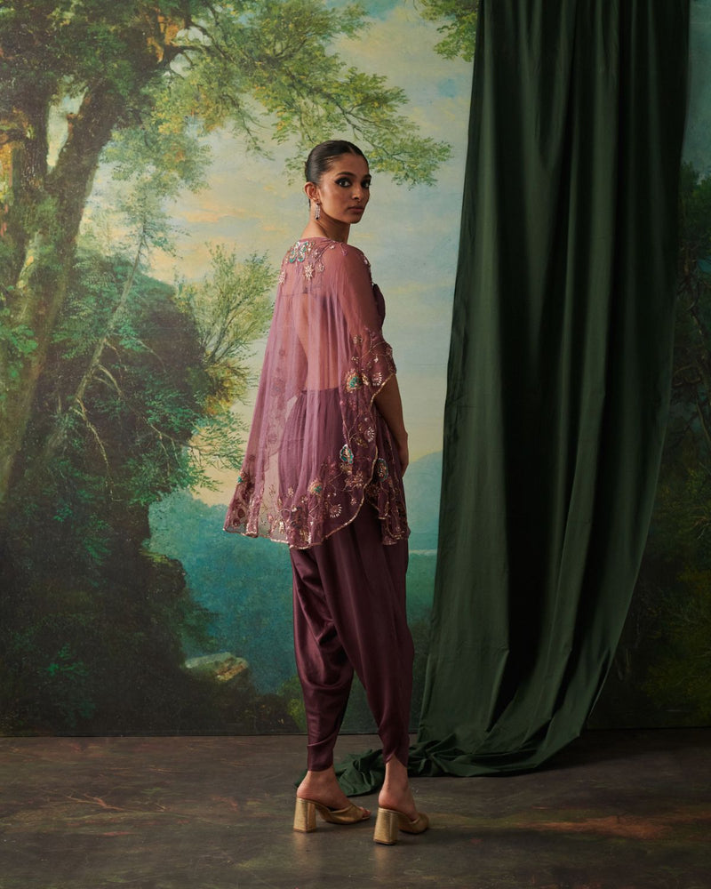 MADHUBALA, IZHAAR & AINA CO-ORD SET chiffon by Rashika Mittal in purple color for women Worldwide