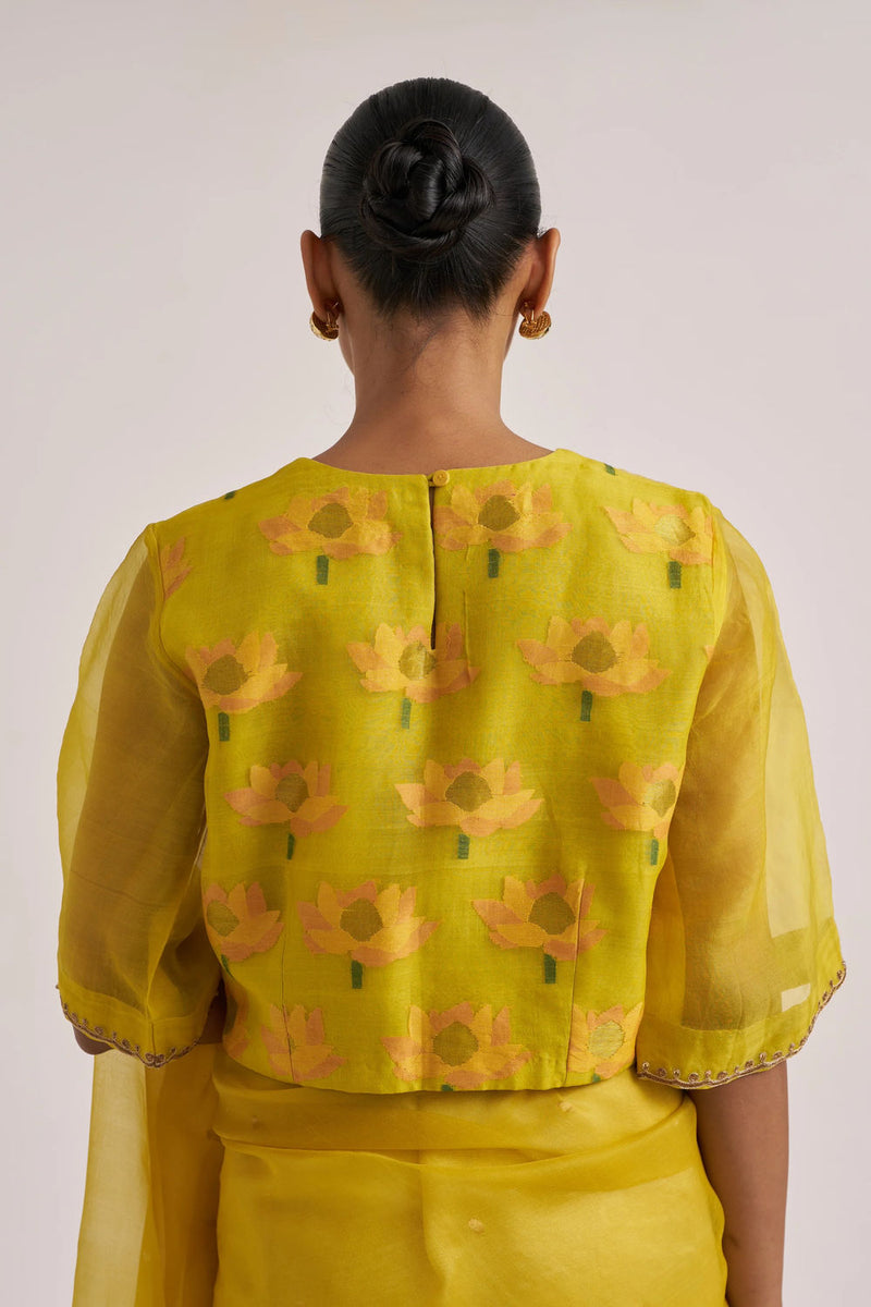 Maeri blouse organza silk by Suparna Som in red for women Worldwide