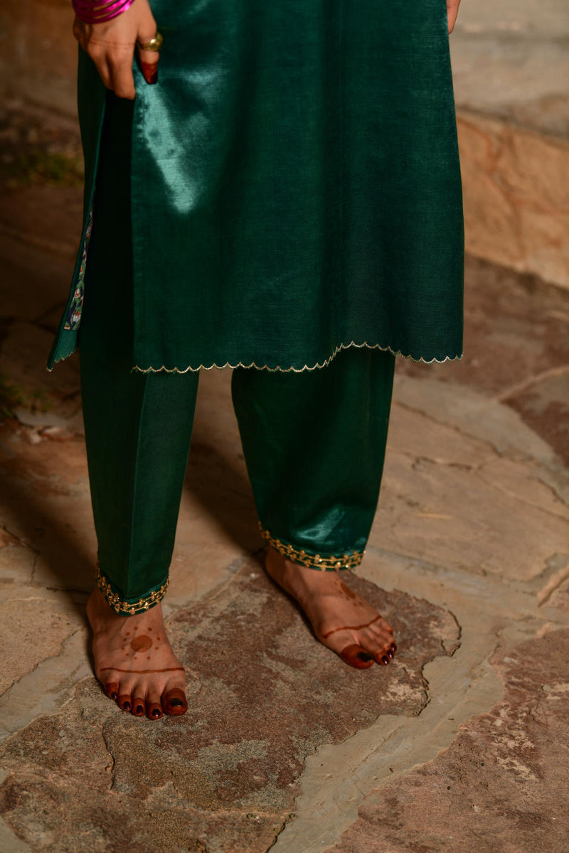 Mandakini Kurta Set by Tokree in green color for women Worldwide