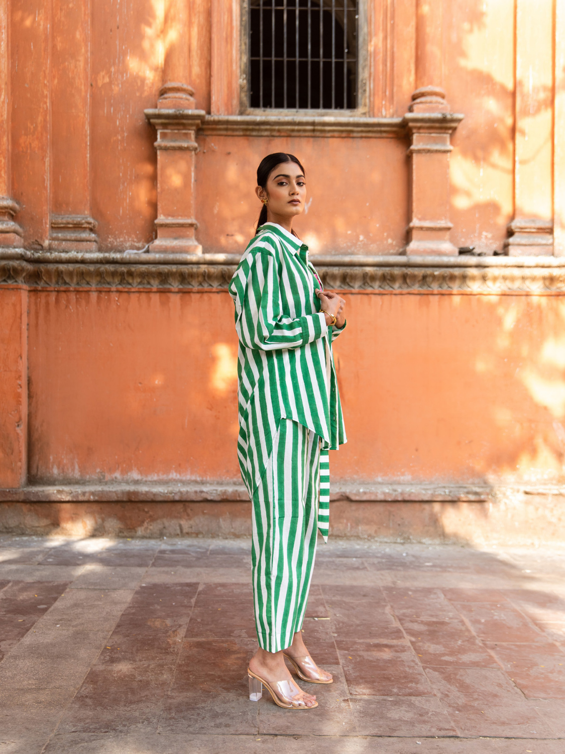 Envy In Green Stripes Co-Ord Set - Striped Cotton Co-Ord Set