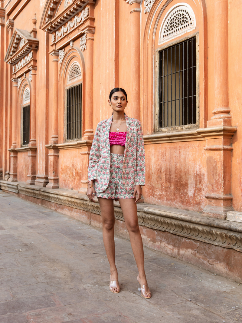 Positano Pink Set - Printed Cotton Co-Ord Set cotton Co-ord Set by Marche in pink color for women Worldwide