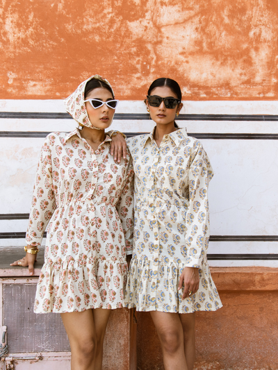 Bon Bon Dress - Printed Cotton Mini Shirt Dress