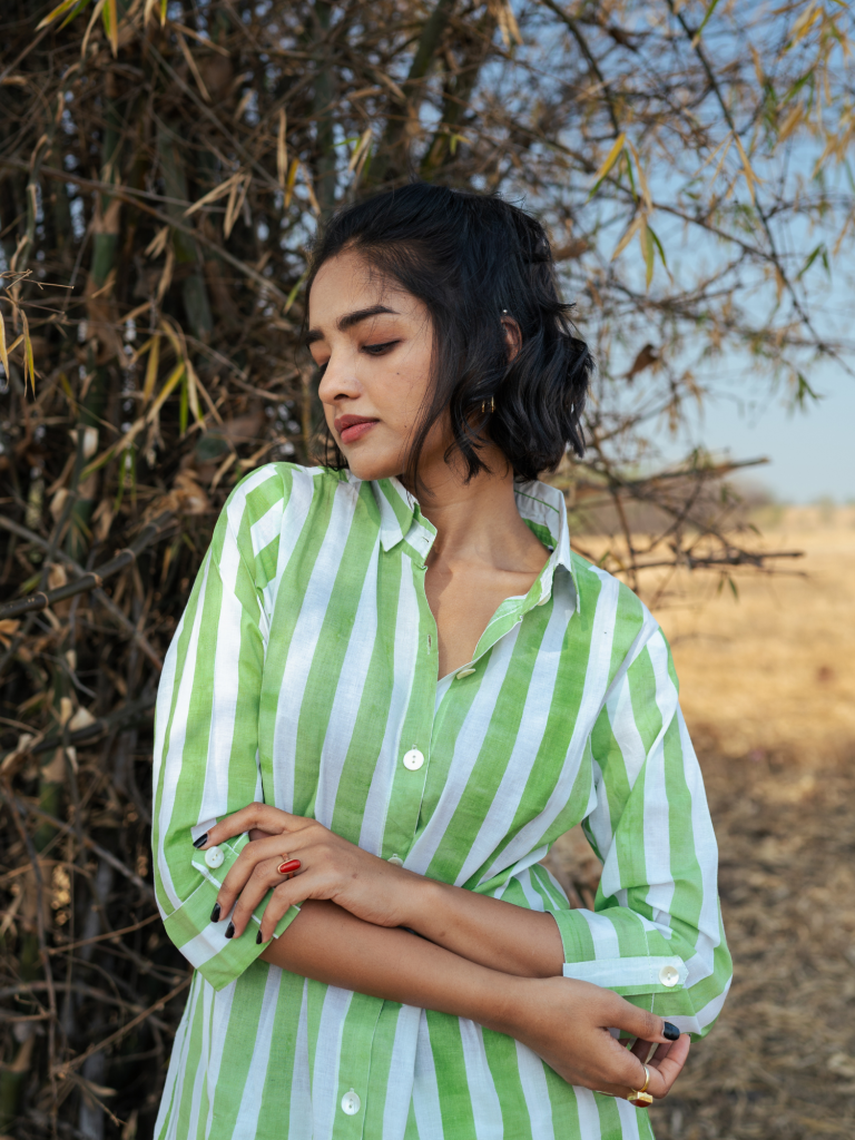 Andaman Co-Ord Set - Handblock Printed Cotton Co-Ord Set cotton by Marche in green color for women Worldwide