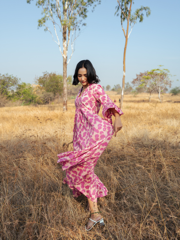 Mussoorie Maxi Dress - Handblock Printed Cotton Dress