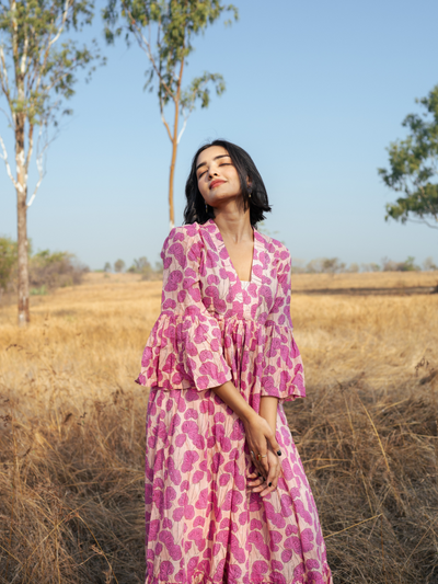 Mussoorie Maxi Dress - Handblock Printed Cotton Dress