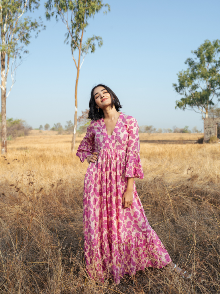 Mussoorie Maxi Dress - Handblock Printed Cotton Dress