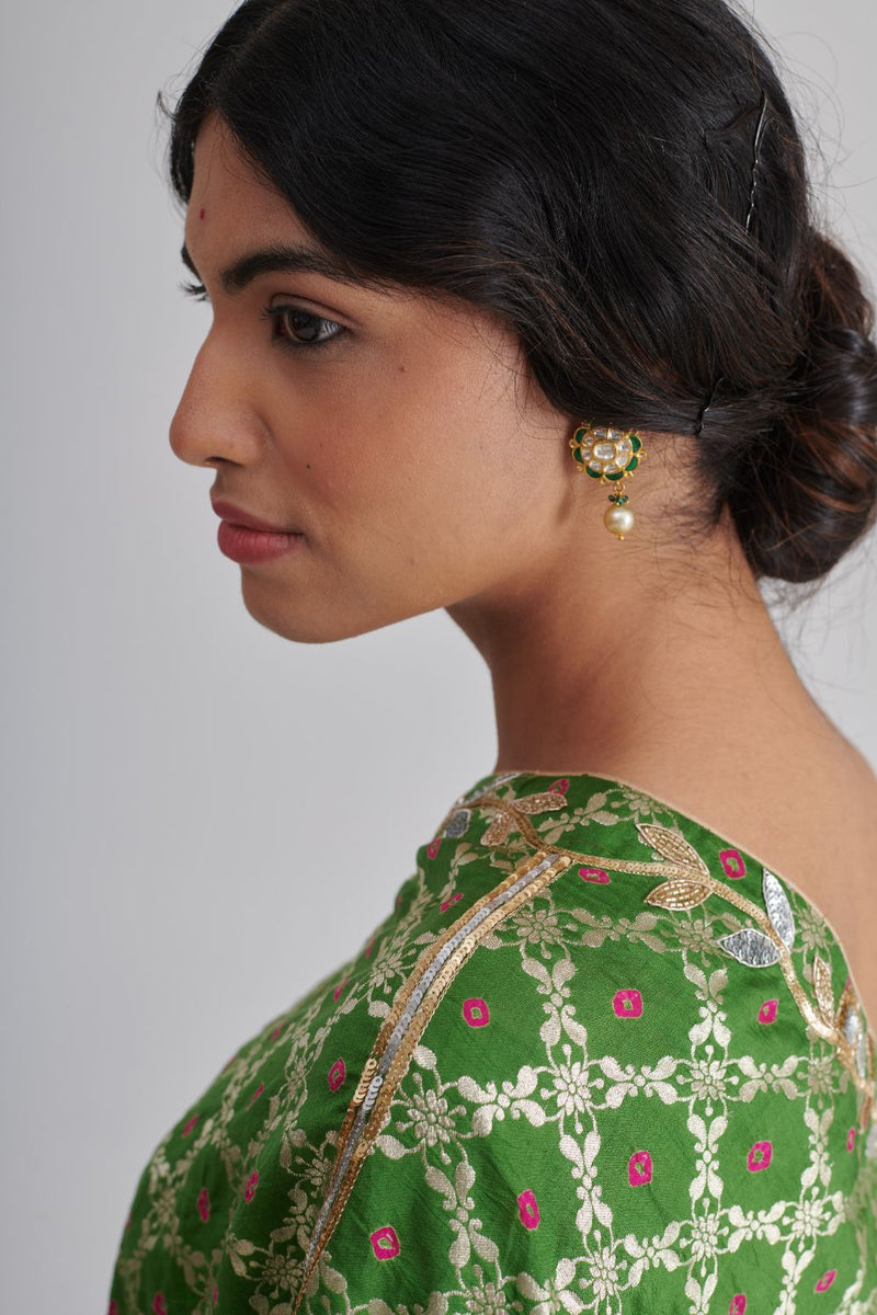 MASTANI, LEYLA & NALINI CO-ORD SET silk by Rashika Mittal in green color for women Worldwide