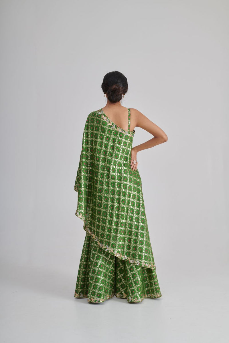 MASTANI, LEYLA & NALINI CO-ORD SET silk by Rashika Mittal in green color for women Worldwide