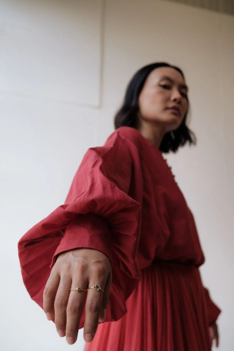MAYA TOP RED cotton by TOKREE in red color for women Worldwide