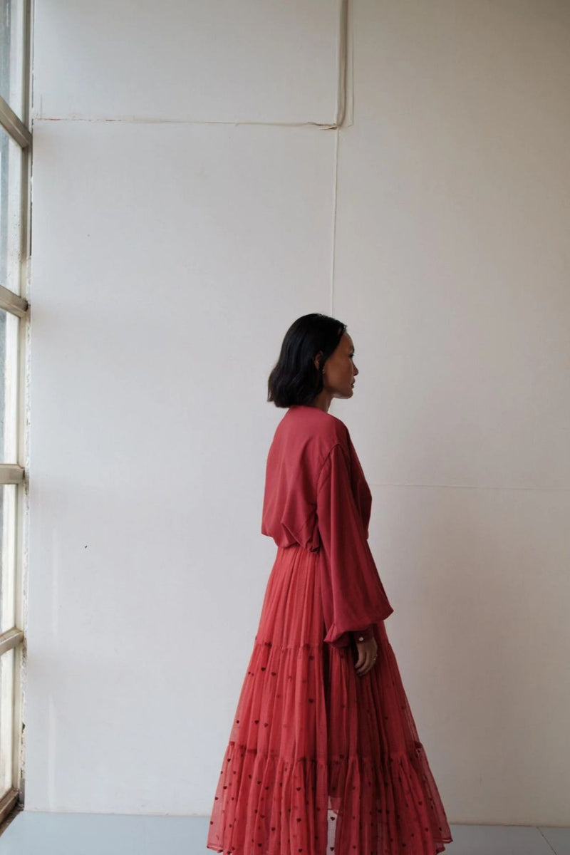 MAYA TOP RED cotton by TOKREE in red color for women Worldwide