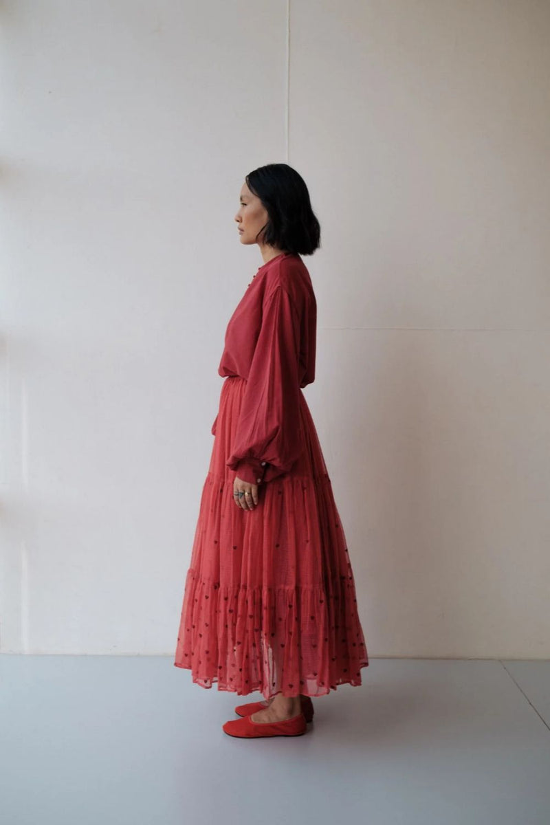 MAYA TOP RED cotton by TOKREE in red color for women Worldwide