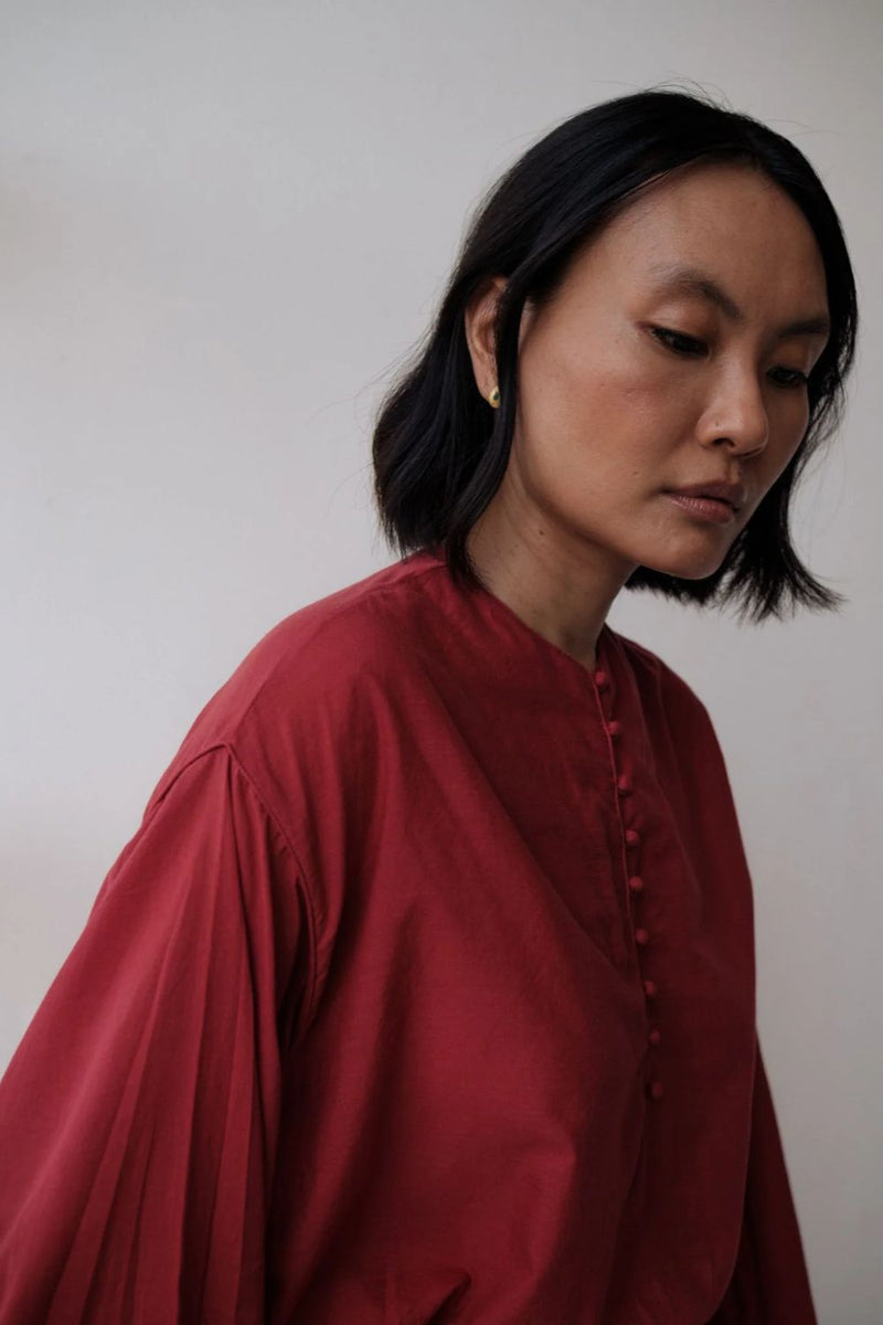 MAYA TOP RED cotton by TOKREE in red color for women Worldwide