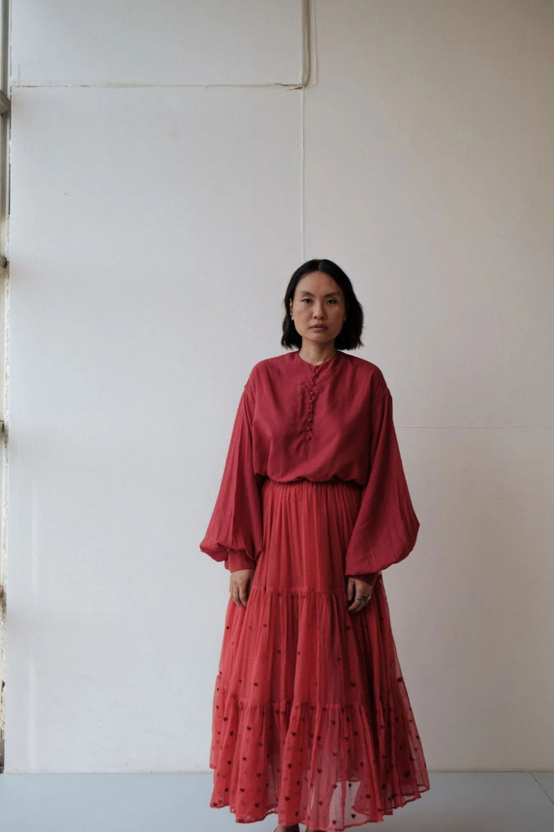 MAYA TOP RED cotton by TOKREE in red color for women Worldwide