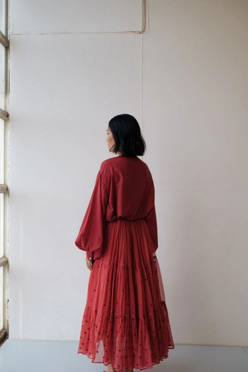 MAYA TOP RED cotton by TOKREE in red color for women Worldwide