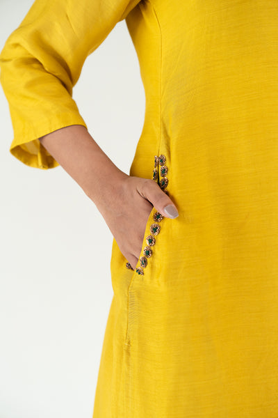 Gulzar Kurta Set-Mustard