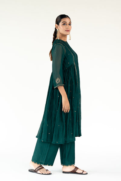 Baadal Kurta Set-Emerald