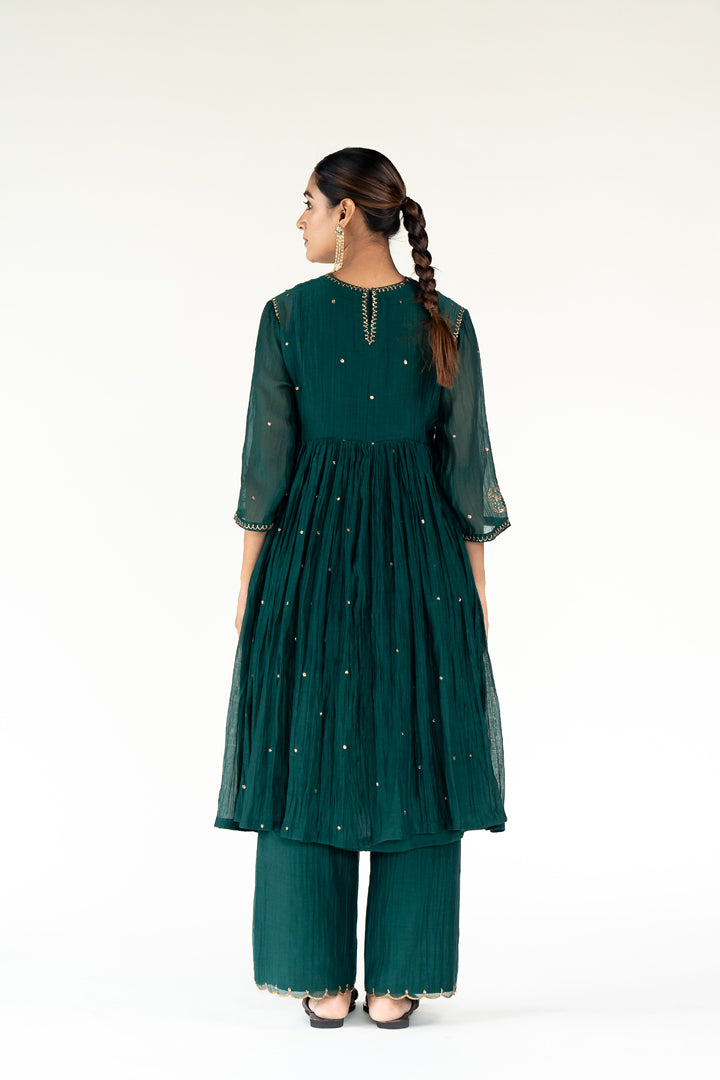 Baadal Kurta Set-Emerald