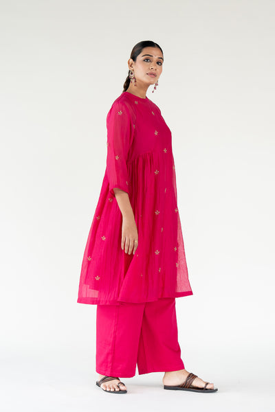 Ekra Kurta Set-Rani Pink