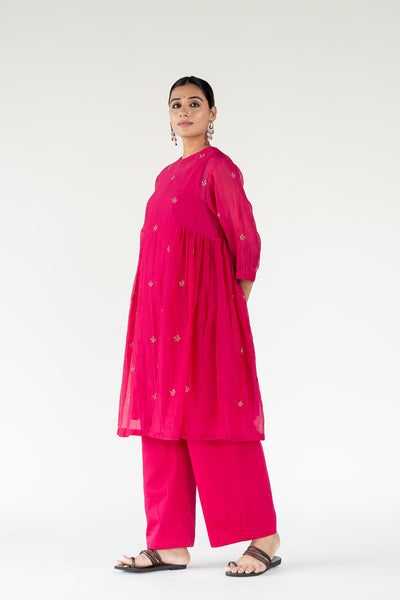 Ekra Kurta Set-Rani Pink