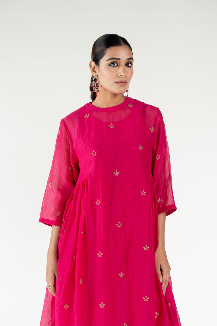 Ekra Kurta Set-Rani Pink