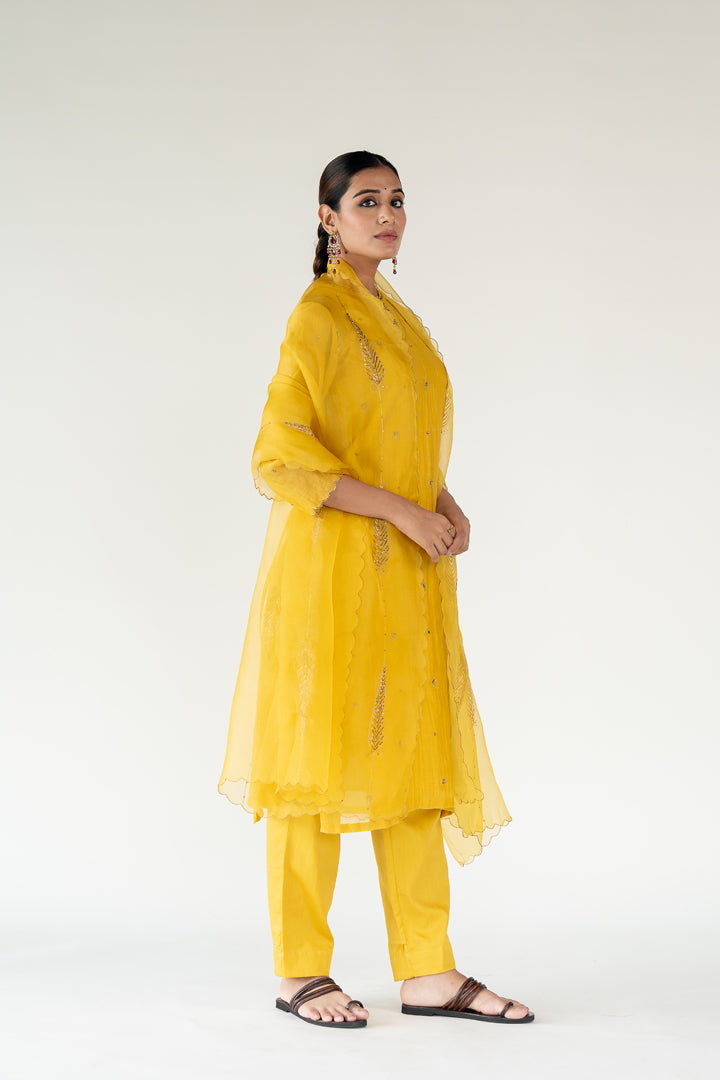 Chaand Kurta Set 
with Shama Odhani-Mustard