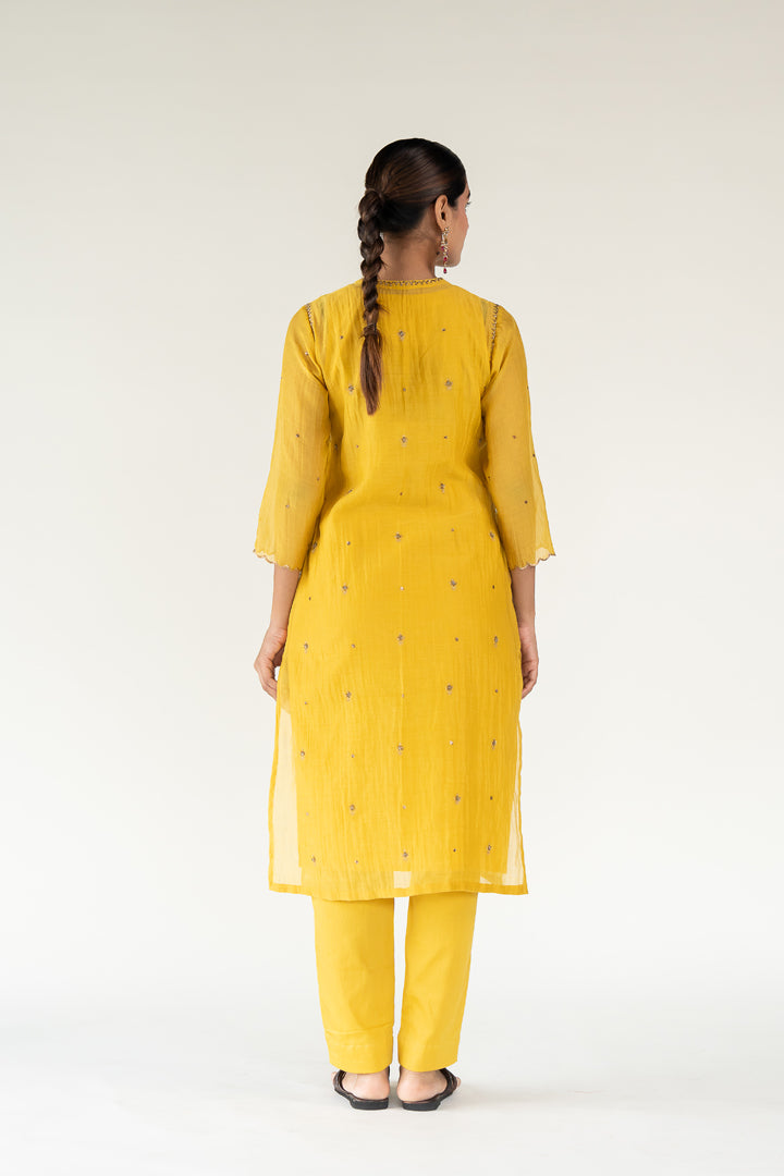 Chaand Kurta Set-Mustard