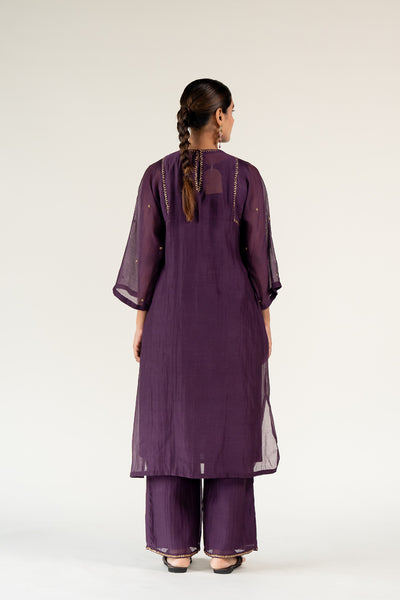 Caftan Kurta Set-Aubergine