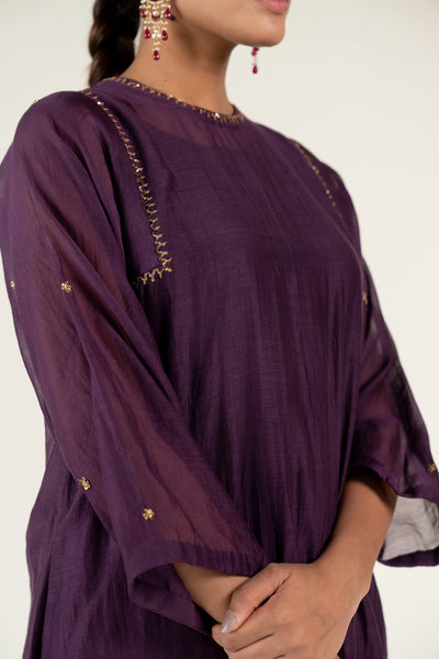 Caftan Kurta Set-Aubergine