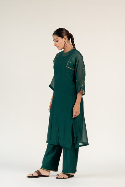 Caftan Kurta Set-Emerald