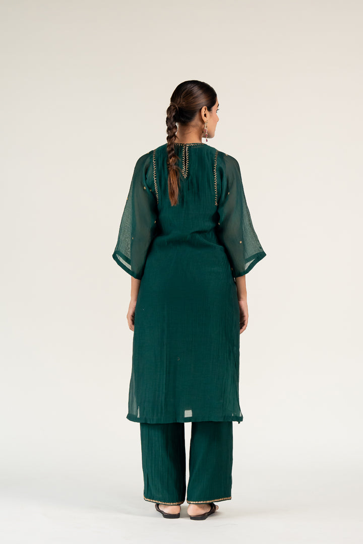 Caftan Kurta Set-Emerald