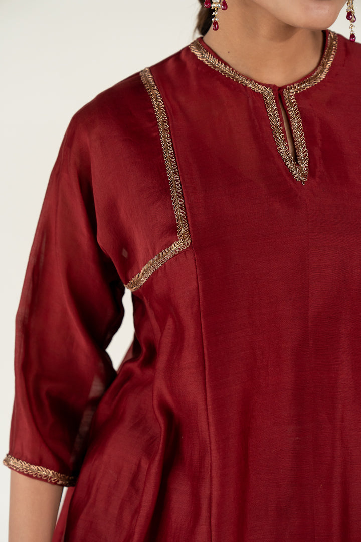 Zainab Kurta Set-Maroon