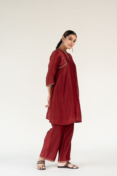 Zainab Kurta Set-Maroon