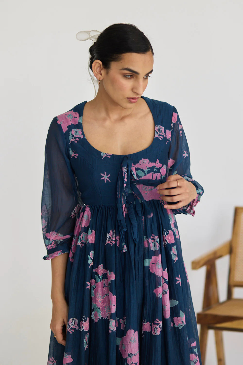 MIDNIGHT BLUE BOUGAINVILLEA DRESS