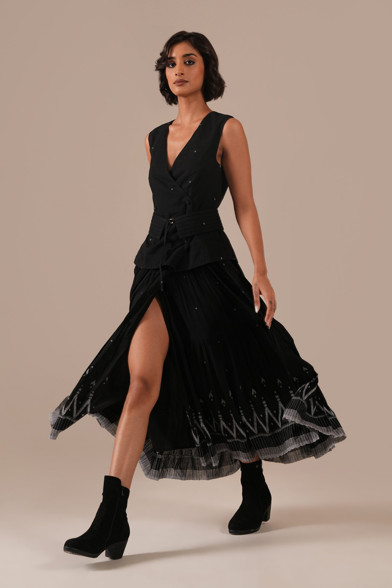 MIDNIGHT SKY DRESS silk by Indigo Dreams in black color for women Worldwide