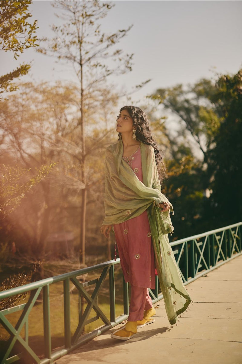 MIRAAL DUPATTA tissue by Rashika Mittal in green color for women Worldwide